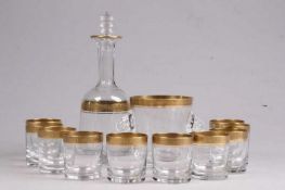 Whisky-Set.Theresienthal. Kristallglas mit Minton Borde. 12-teilig, bestehend aus Karaffe,