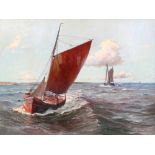 Petersen, Hans von, 1850 - 1914.In der Art von. "Finkenwerder Fischewer", verso bez. Öl/Lwd.,