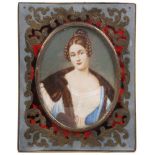 Miniatur.St. Petersburg, um 1840. Gouache auf Elfenbein. Portrait einer russischen Adeligen.
