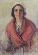 Olga Blitz, 20. Jh.Portrait einer Südländerin, u.r. sign. und dat. 1926. Öl/Lwd, Rahmen. H: 71 x