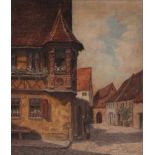 Schaller Willy, 1889 Kronach.Fränkische Ortschaft mit Postbote. R. u. sign. Öl/Holz, Rahmen. H: 69 x