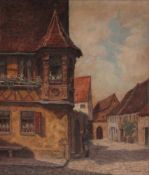 Schaller Willy, 1889 Kronach.Fränkische Ortschaft mit Postbote. R. u. sign. Öl/Holz, Rahmen. H: 69 x