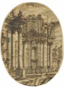Konvolut.18./19. Jh. Sepia/Aquarell römische Säulen, wohl Bologneser Schule? Verschiedene
