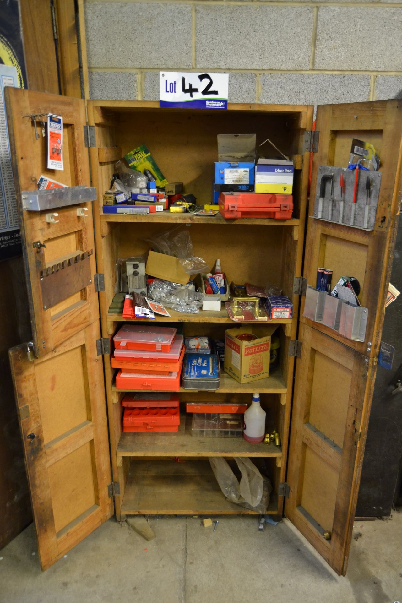 Double Door Timber Cupboard and Contents