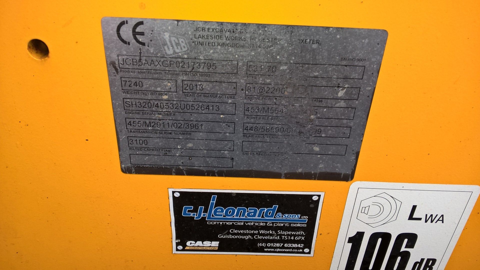 JCB 531-70 LOADALL TELEHANDLER, ident no. JCB5AAXGP02173795, year of manufacture 2013, indicated - Image 5 of 6