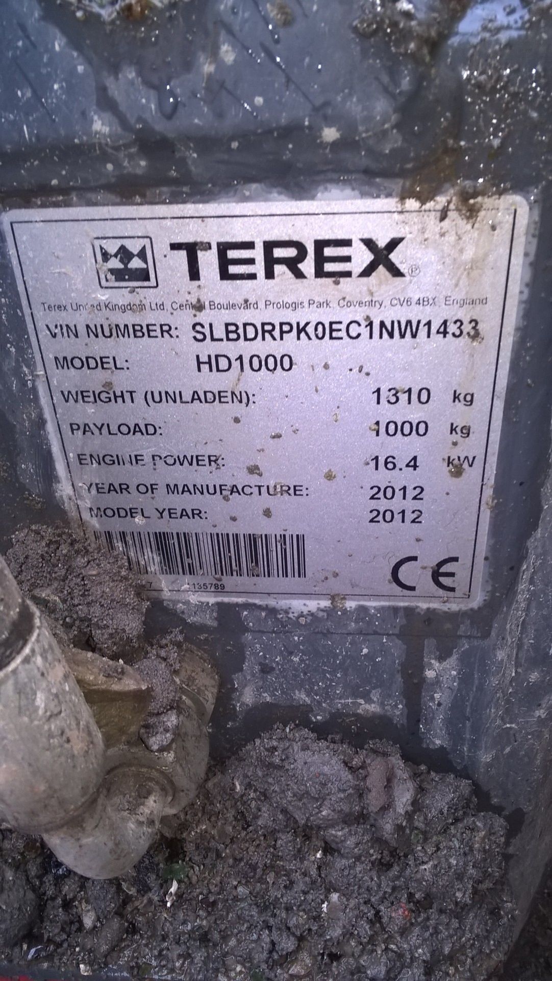 Terex HD1000 HIGH LIFT 4WD MINI DUMPER, VIN SLBDRPK0EC1NW1433, year of manufacture 2012, indicated - Image 5 of 5