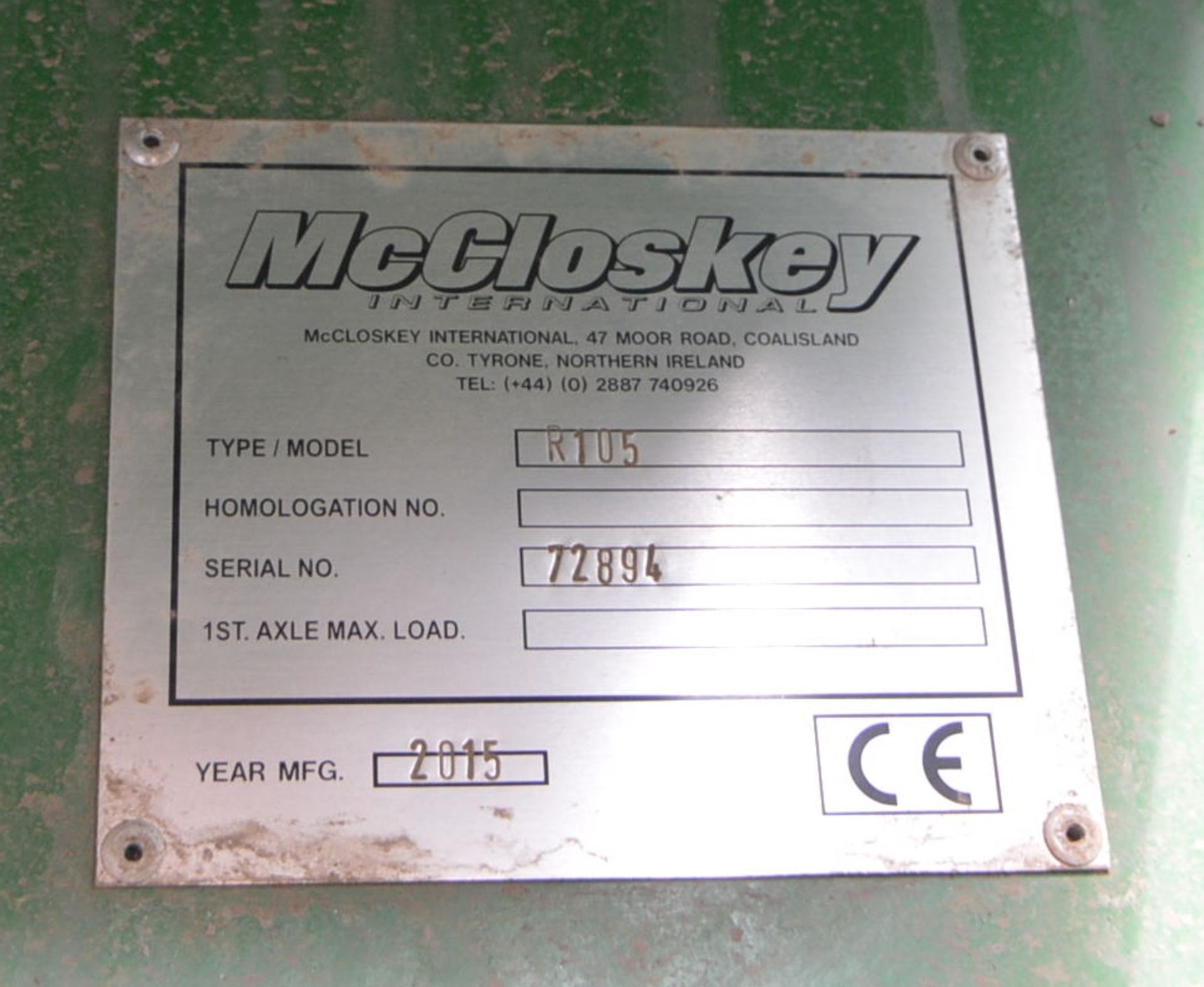 McCloskey R105 4.5 x 12 TRACK MOUNTED SCREEN, serial no. 72894, year of manufacture 2015, - Image 7 of 18