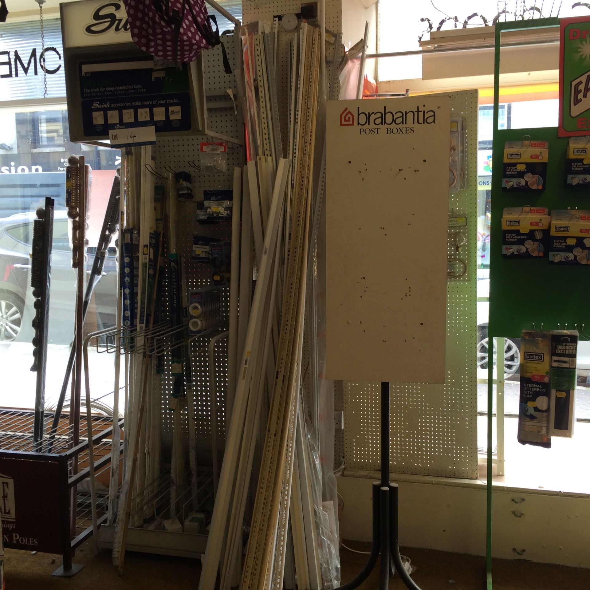 Quantity of Curtain & Carpet Accessories, as set out on rack (rack included)