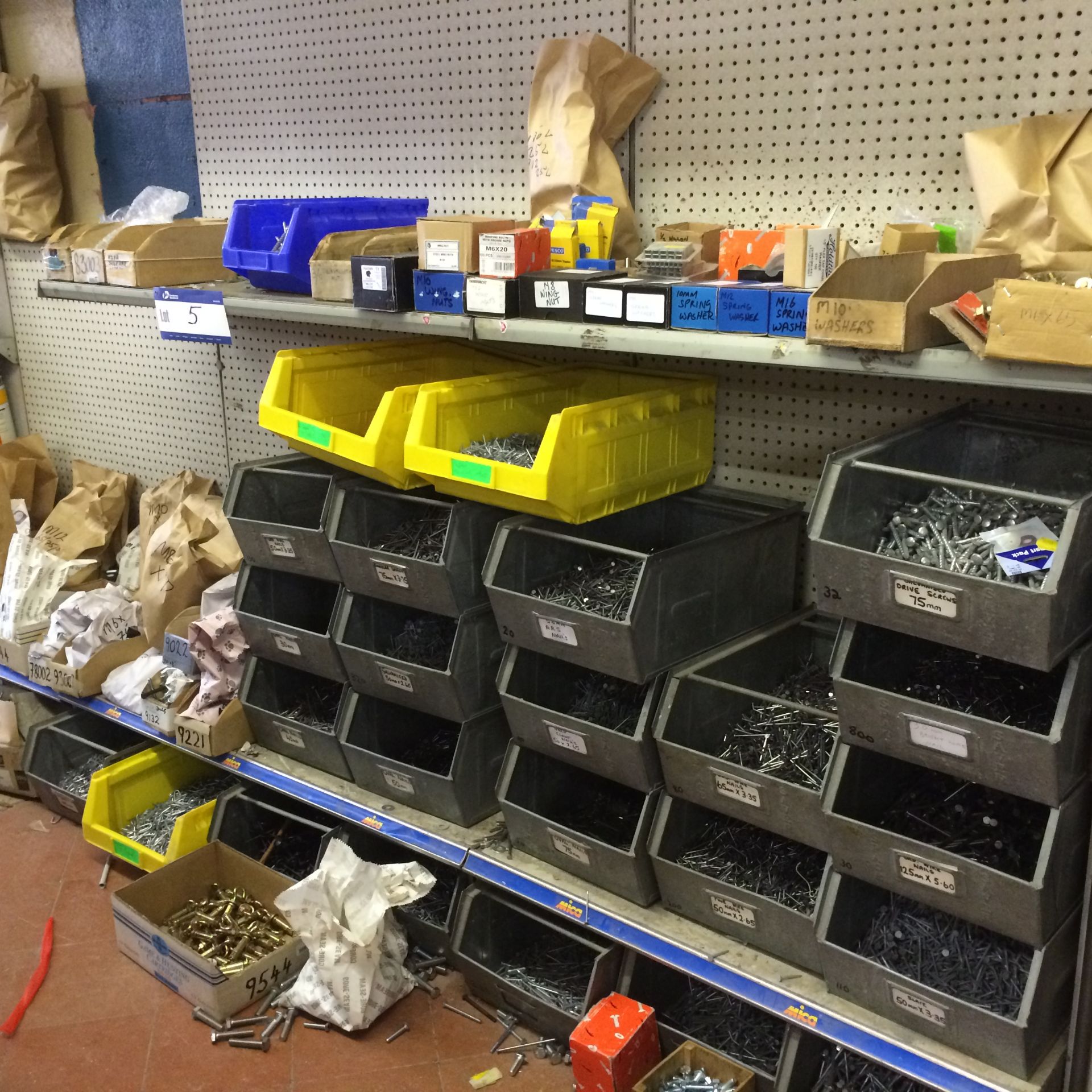 Quantity of Fixings, including nails, screws and bolts (galvanised bins included)