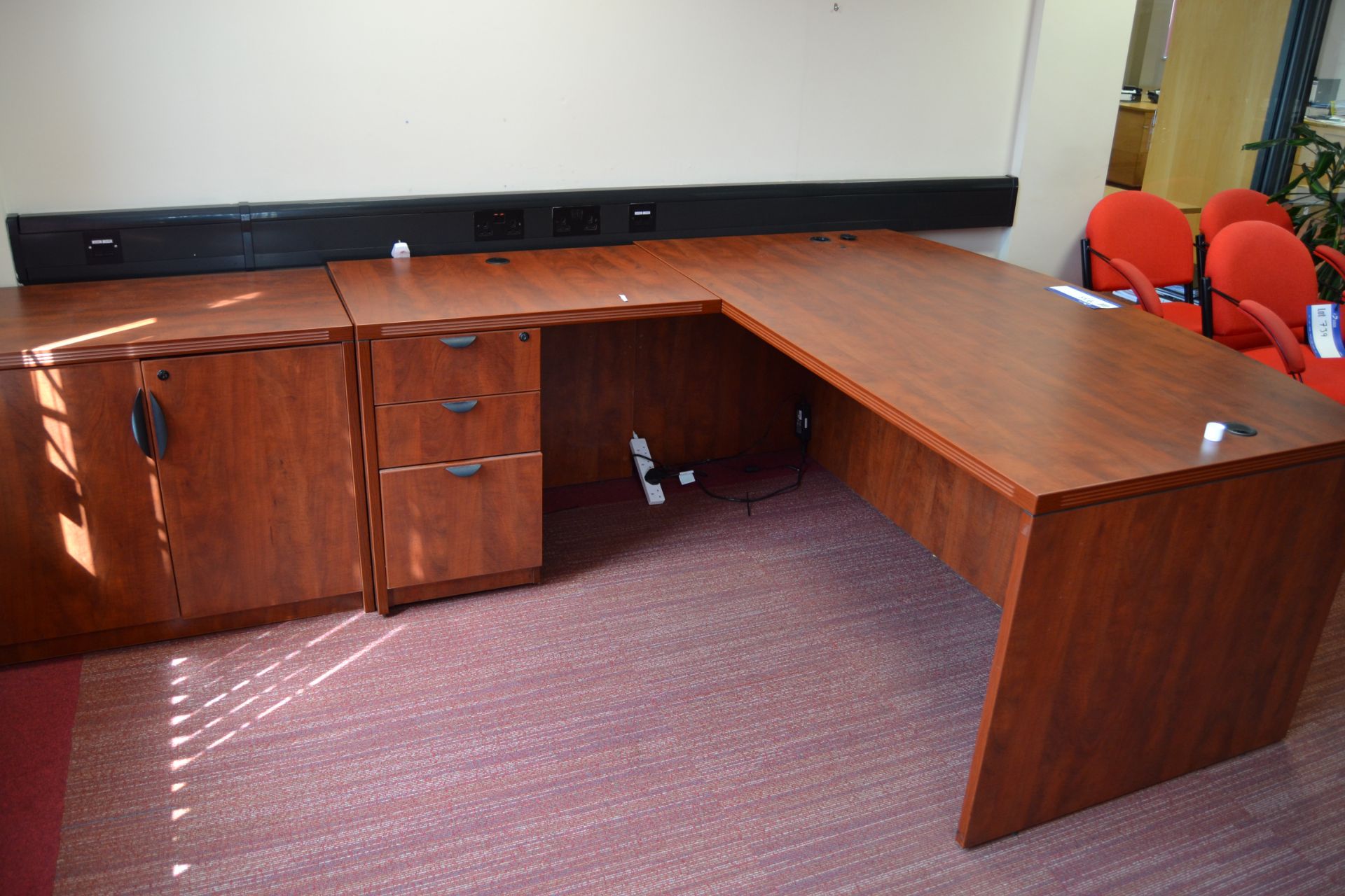 Shaped Front Veneered Desk, 1800mm wide, with retu