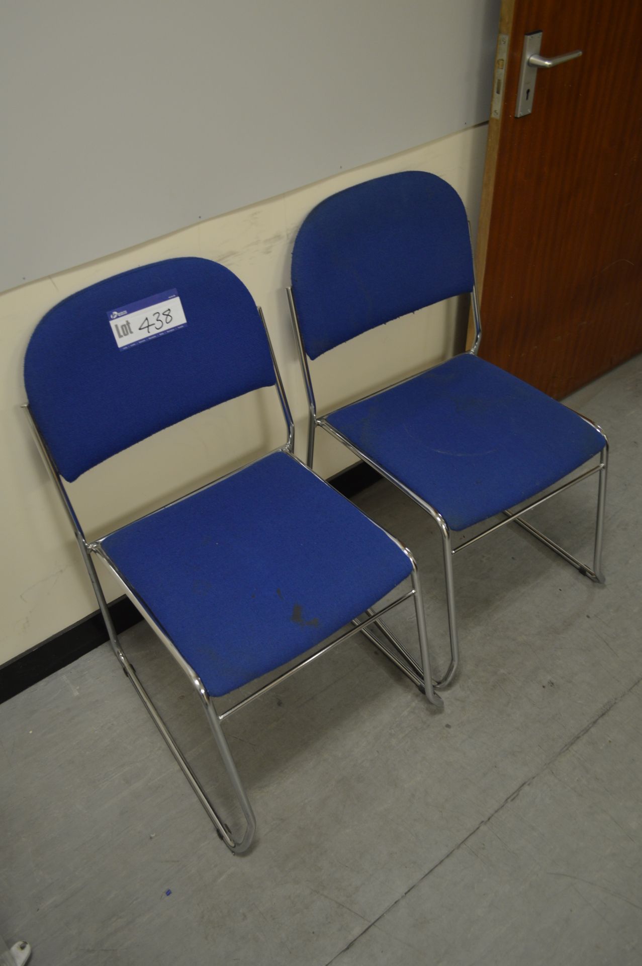 Two Blue Fabric Upholstered Stand Chairs (manager’