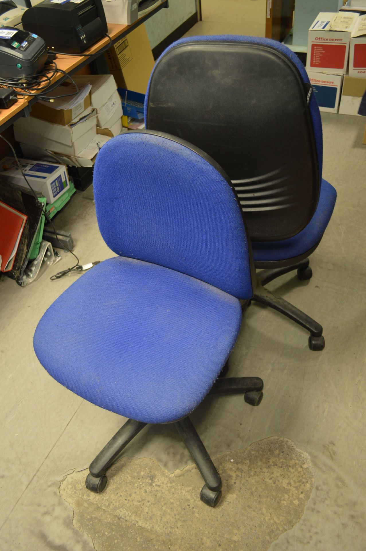 Two Blue Fabric Upholstered Typists Chairs (produc