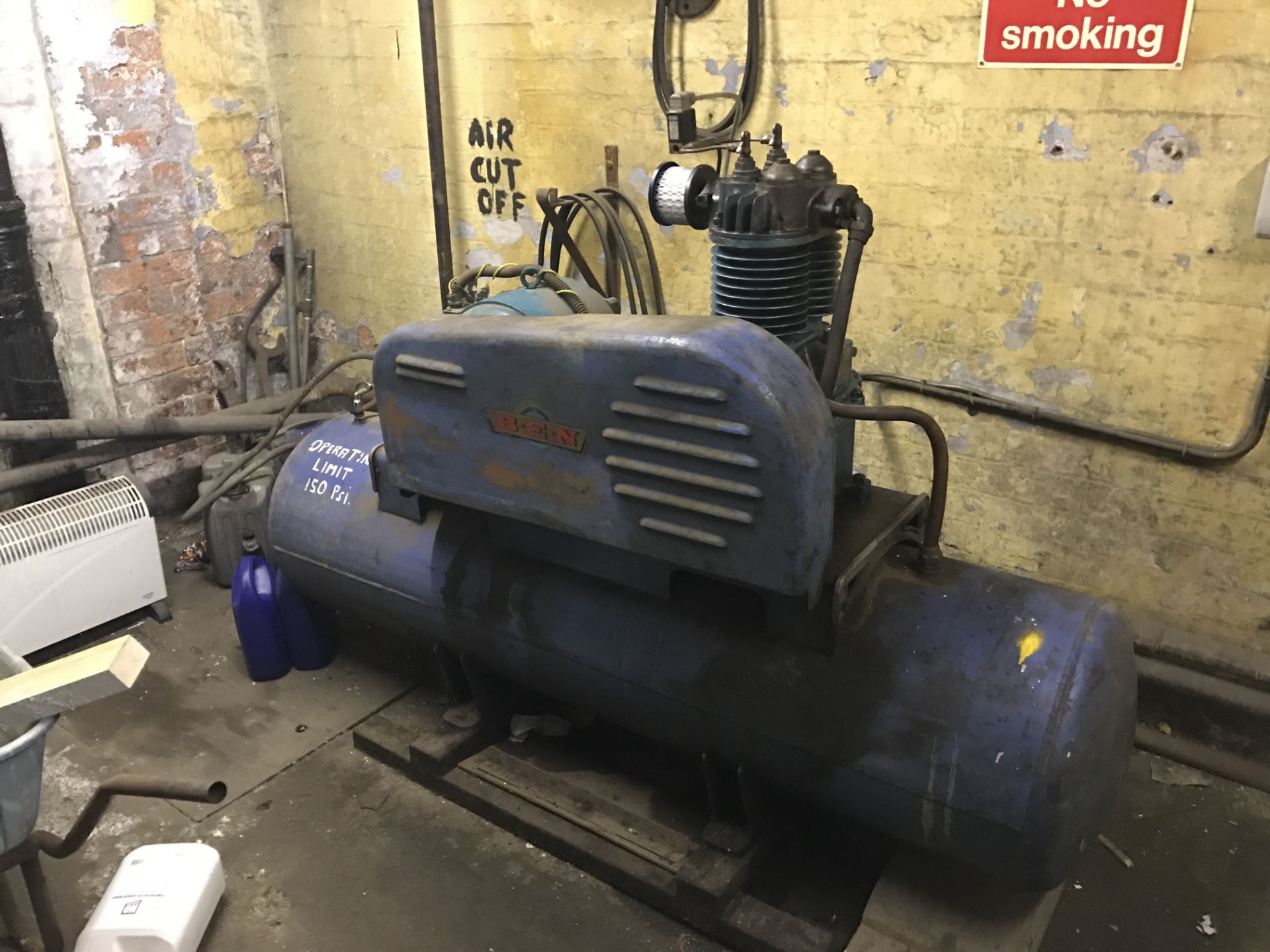 BEN No. 42478/17 Horizontal Air Compressor. Year of Manufacture: 1955. Working Pressure: 155 lbs