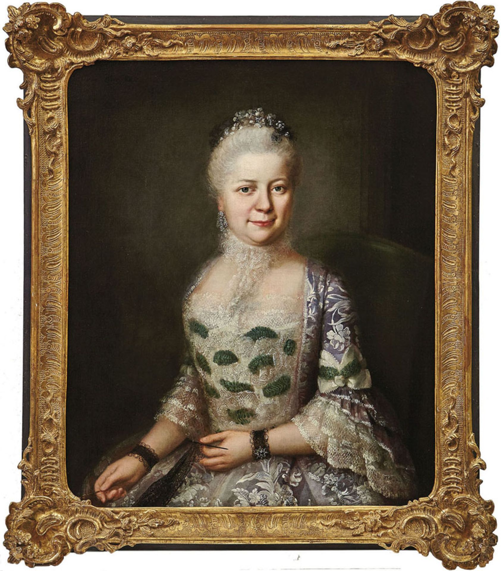 Portrait einer Dame in reich besticktem KleidPreußischer Hofmaler des 18. Jh. (Johann Valentin