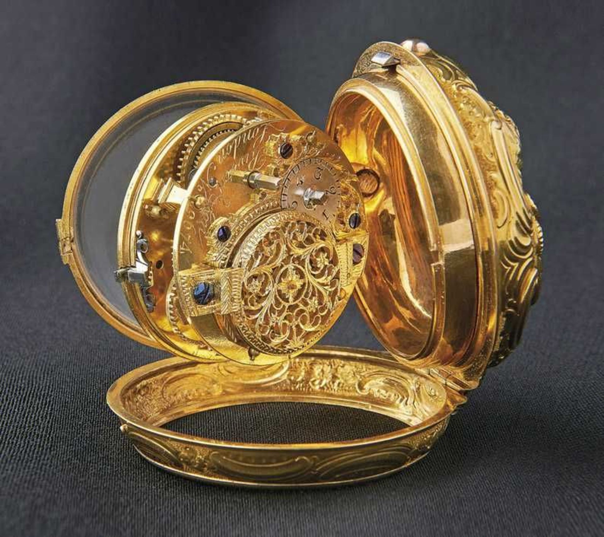 Rivers-&-Son-Spindeltaschenuhr mit Gehäuse London, 1785 Glattes, rundes Gehäuse, weißes - Bild 2 aus 3