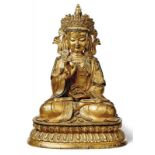 Sitzender Buddha Shakyamuni 18./19. Jh. Im Meditationsitz und der Handhaltung des Predigens; Boden