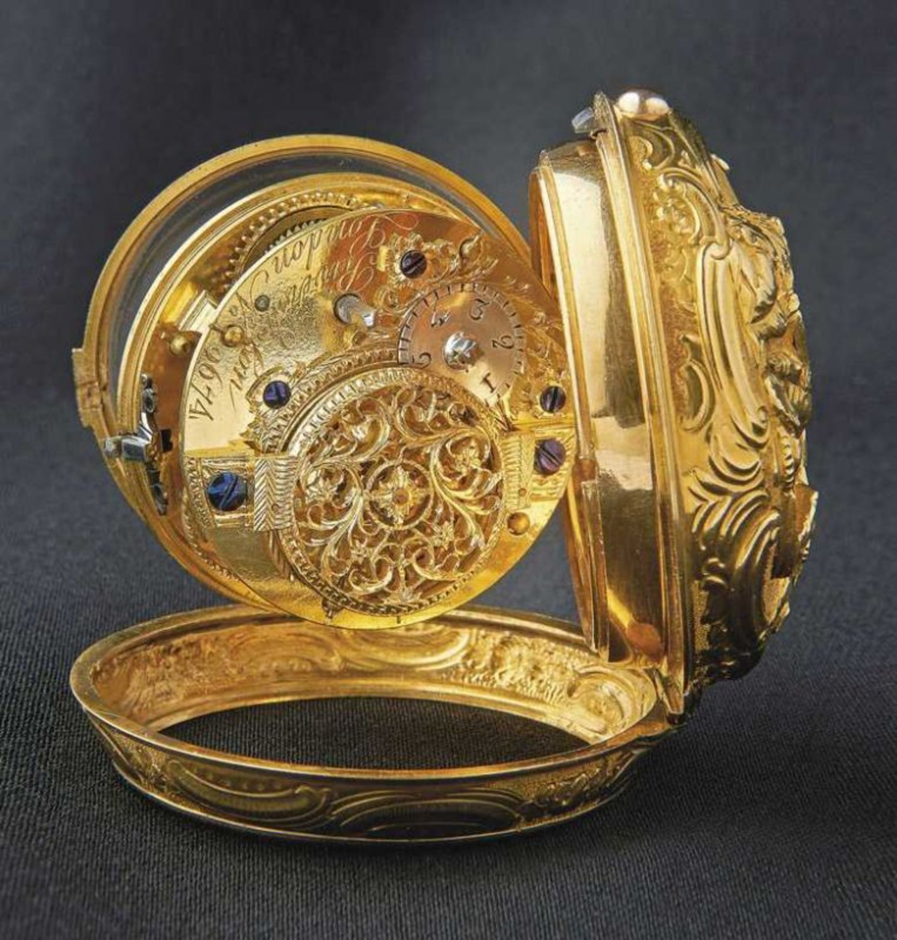 Rivers-&-Son-Spindeltaschenuhr mit Gehäuse London, 1785 Glattes, rundes Gehäuse, weißes