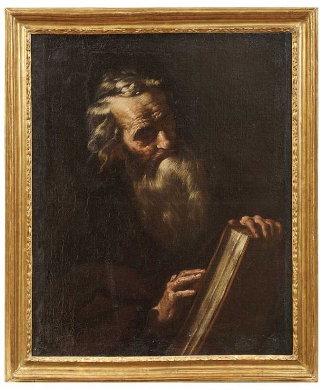 Rossi, Nunzio Bildnis eines bärtigen Propheten mit Buch (Neapel um 1626-um 1690 Palermo) Öl/Lwd.