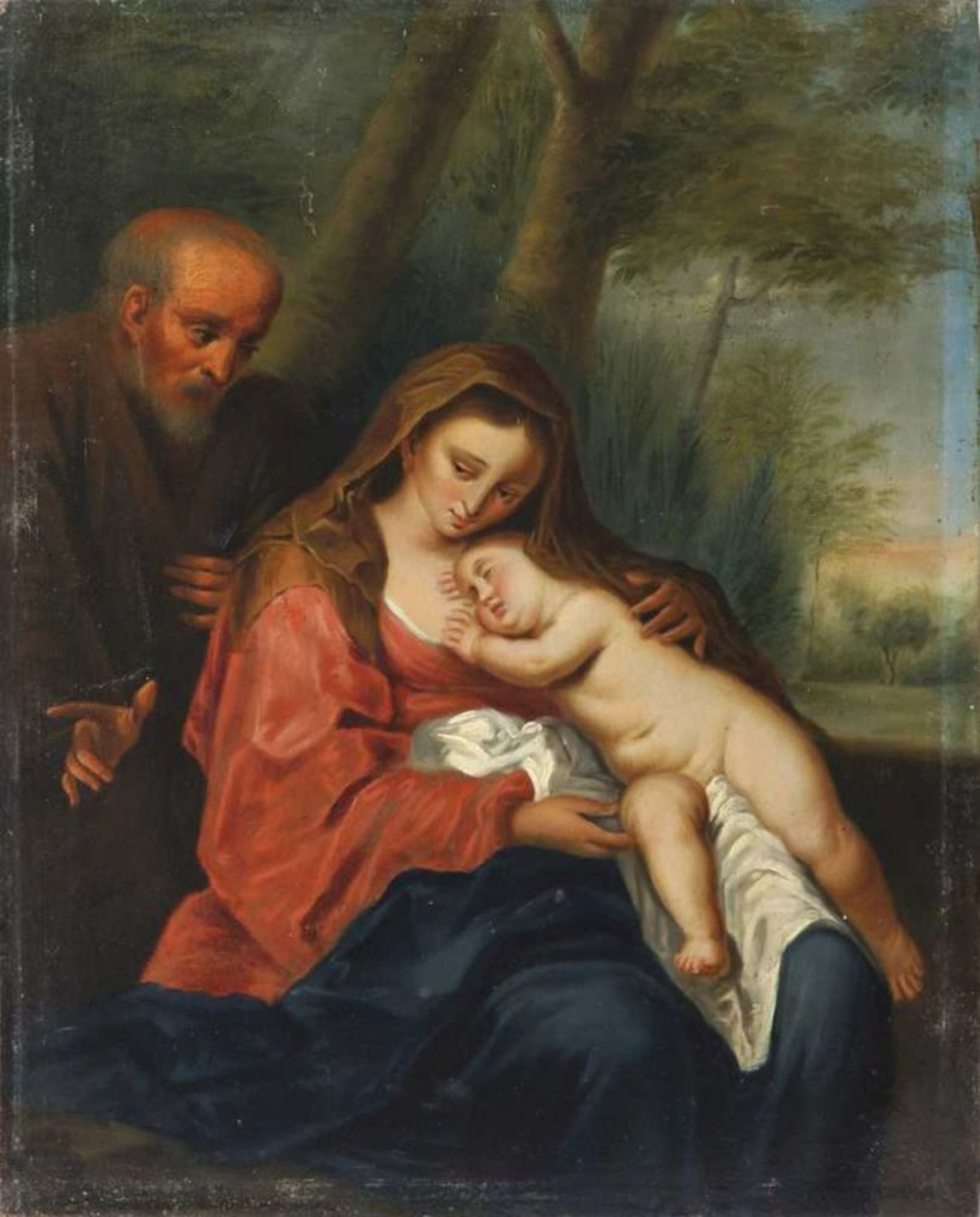 Dyck, Antonis van - Nachfolger Die Heilige Familie 2. H. 18. Jh. Maria mit dem schlafenden