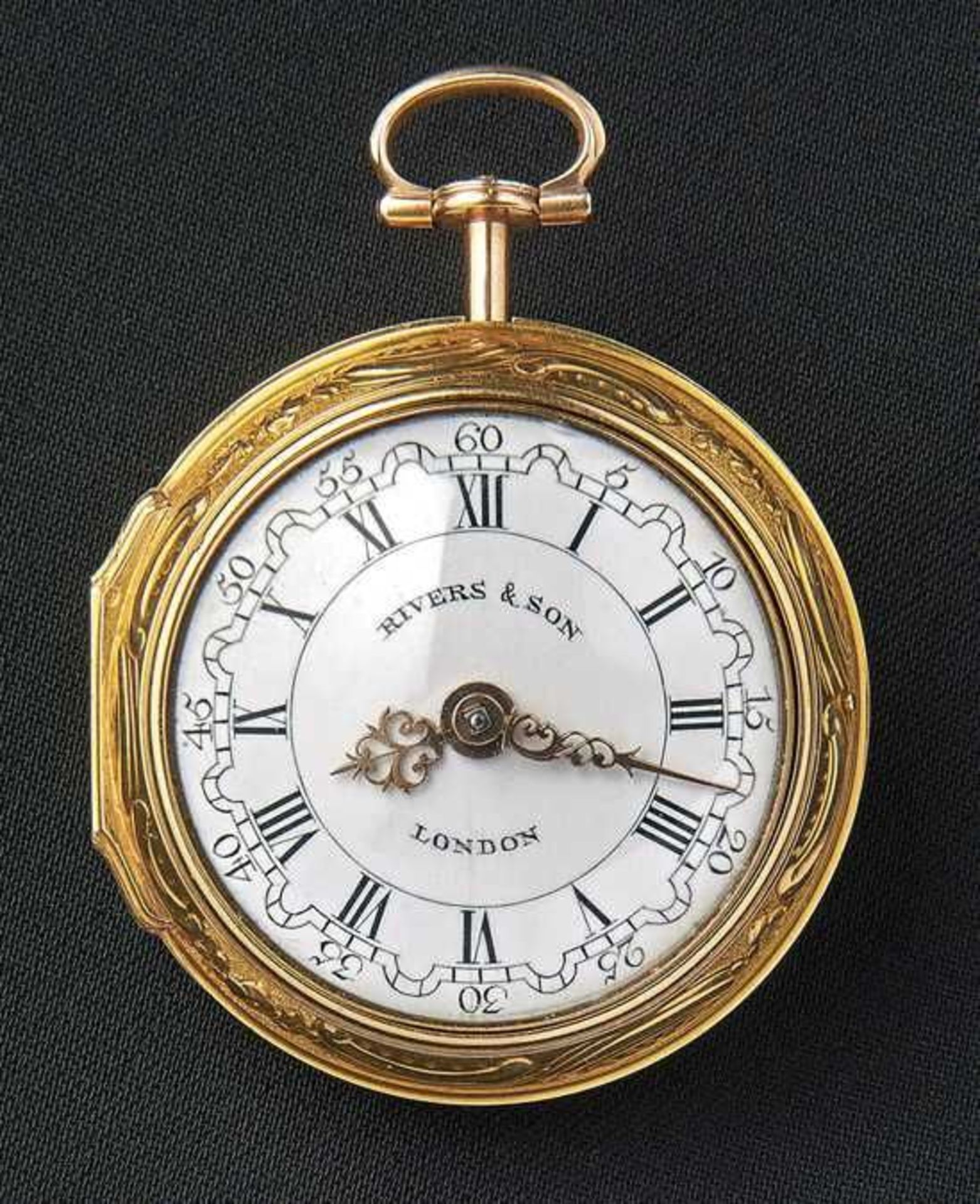 Rivers-&-Son-Spindeltaschenuhr mit Gehäuse London, 1785 Glattes, rundes Gehäuse, weißes - Bild 3 aus 3