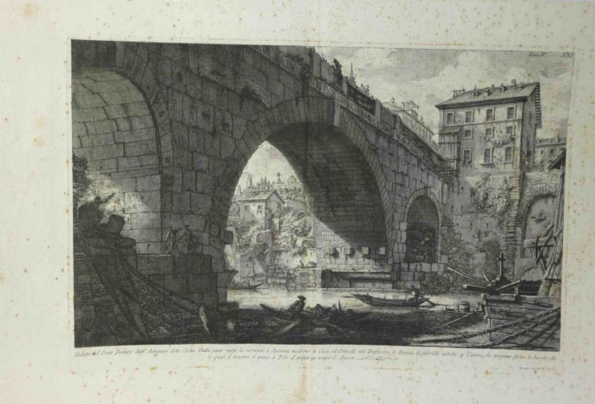 Piranesi, Giovanni-Battista "Veduta del Ponte Ferrato dagl' Antiquari detto Cestio" (Mogliano 1720- - Image 3 of 3