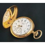 A.-Lange-&-Söhne-Savonette im Etui Glashütte/Dresden, E. 19. Jh. Rundes Dreideckelgehäuse mit