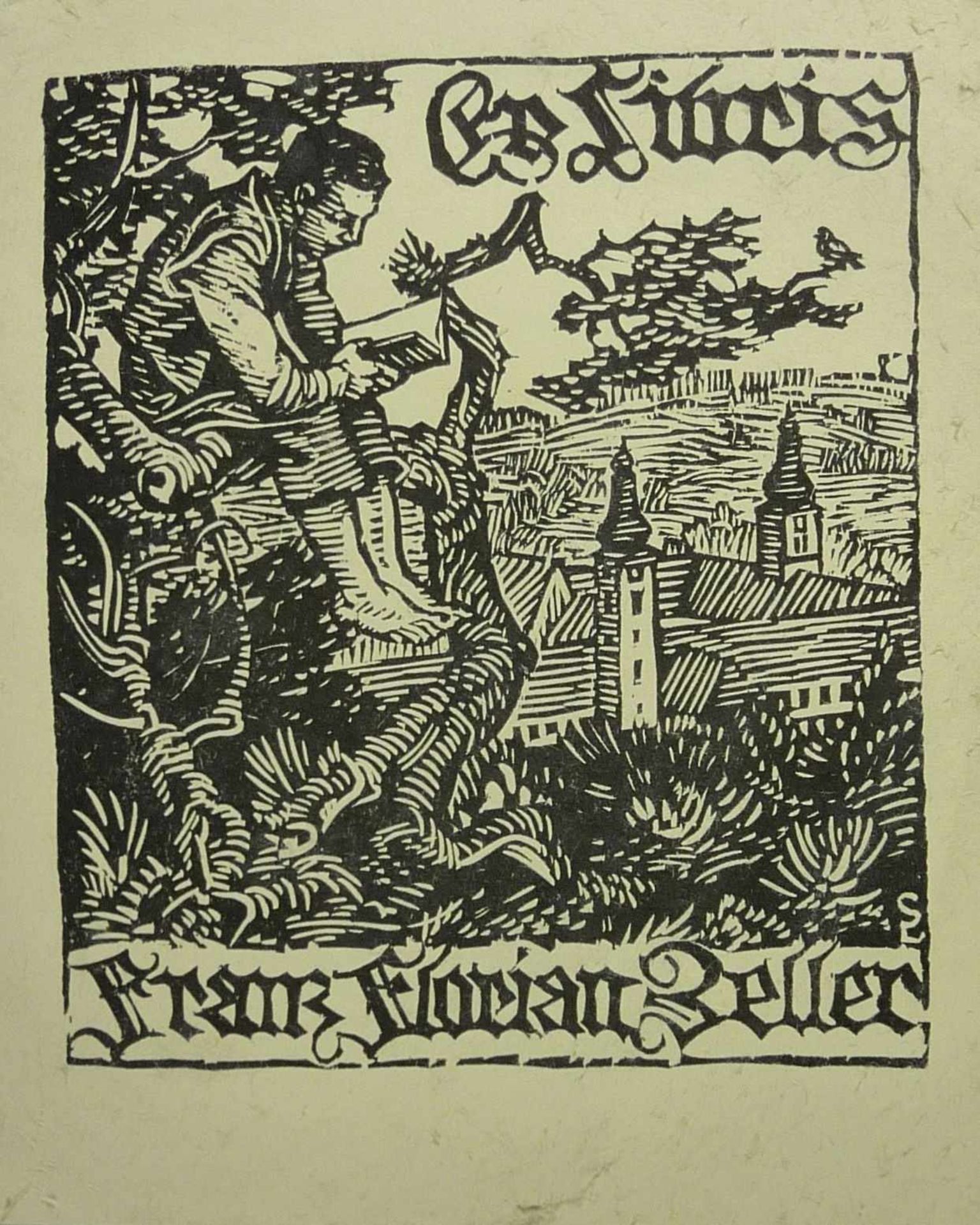 Lobisser, Switbert Ex Libris für Franz Florian Zeller (Tiffen 1878-1943 Klagenfurt) Auf einem Baum