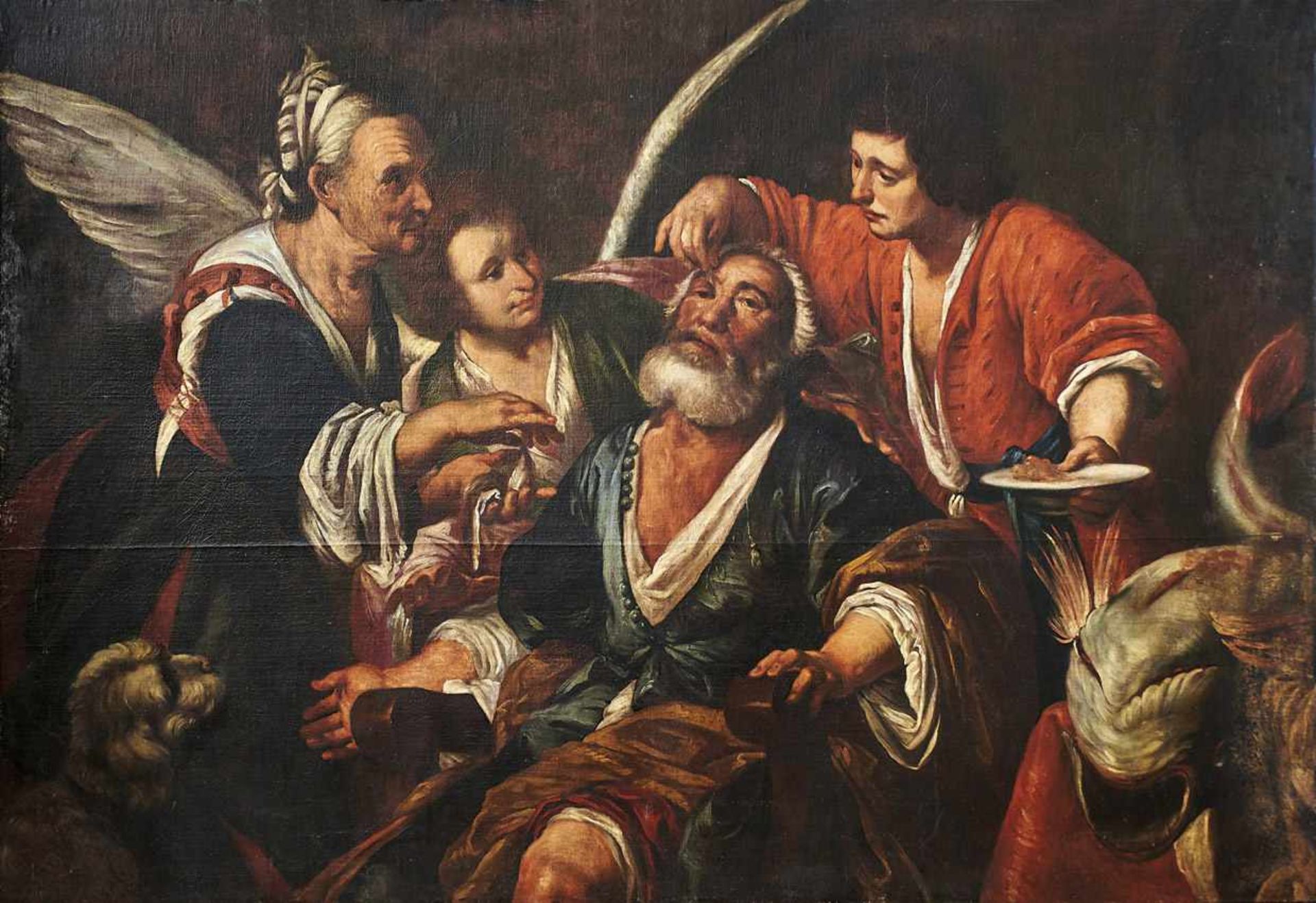 Strozzi, Bernardo - Umkreis Der heilige Tobias heilt mit Fischgalle einen Erblindeten (Genua 1581-