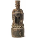 Daoistische Tempelfigur eines vergöttlichten Kaisers Ostchina, Qing-Dynastie, 19. Jh. oder früher