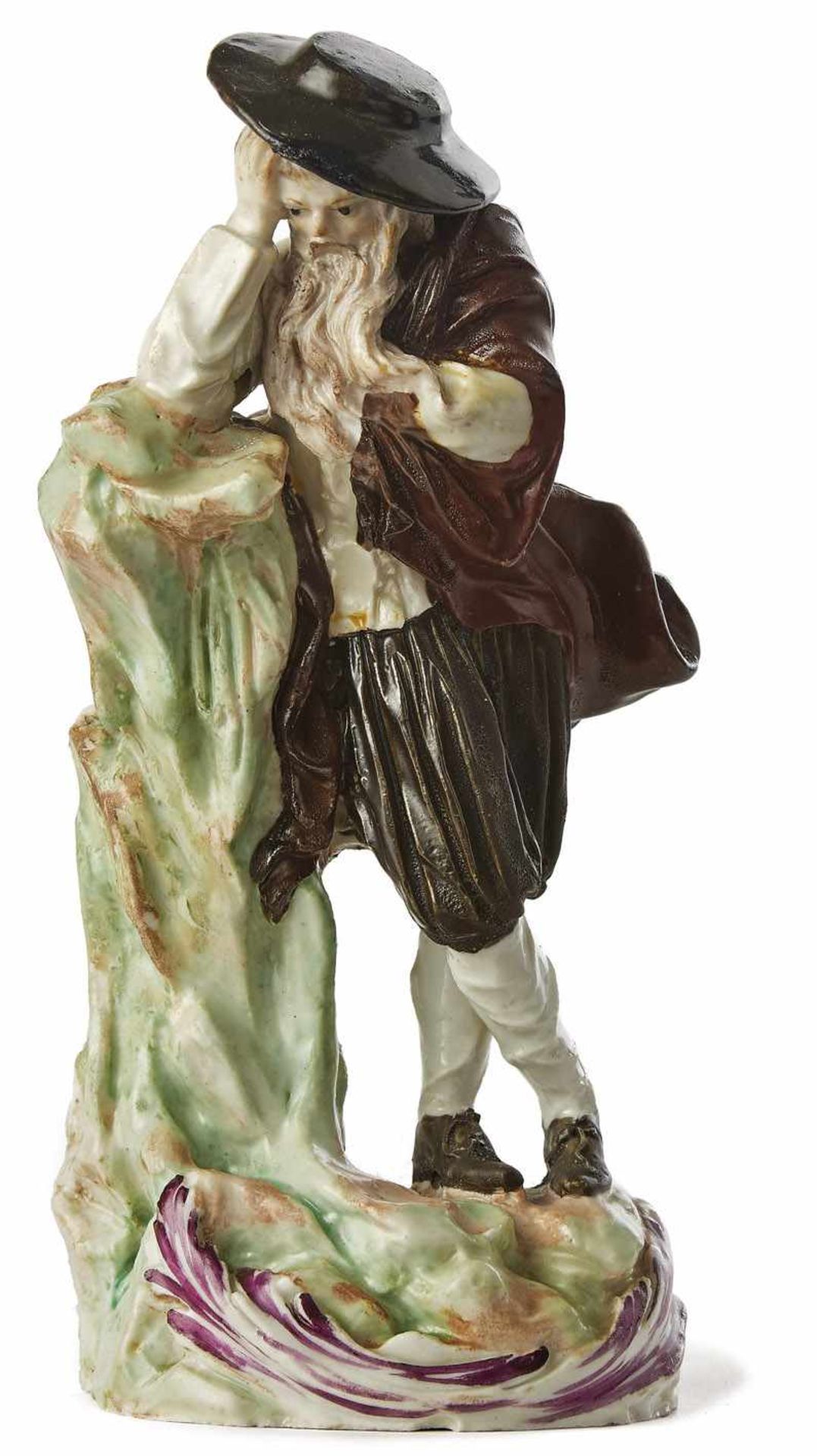Alter Mann an Baumstamm als Allegorie des Winters Würzburg, um 1775/80 Porzellan mit farbiger