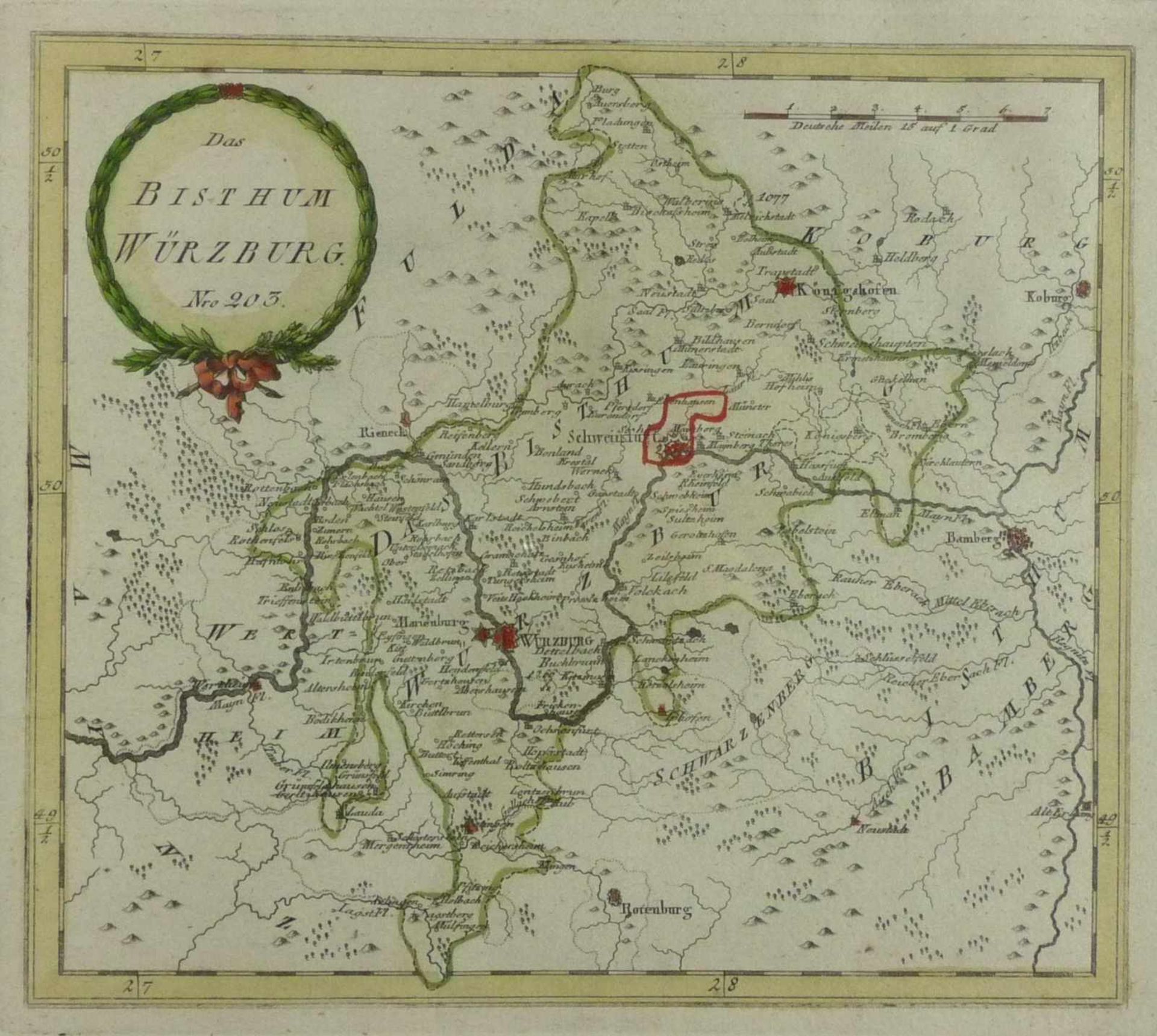 Reilly, Franz Johann Joseph von Drei Karten des Bistums Würzburg (Wien 1766-1820 ebd.) "Das - Bild 2 aus 4