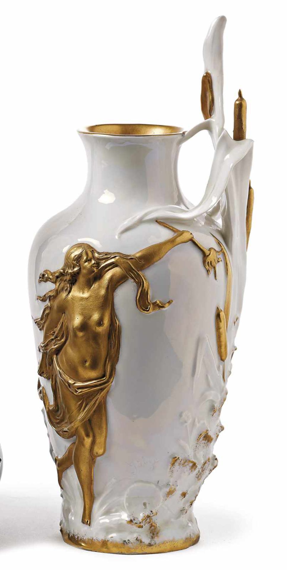 Jugendstil-Vase mit Waldnymphe Bauer, Rosenthal & Co. KG, Kronach, um 1900 Porzellan mit weißer