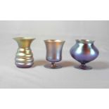 Drei kleine Vasen "Myra-Kristall" WMF, Geislingen - um 1925/30 Eine Fußvase in Pokalform, eine
