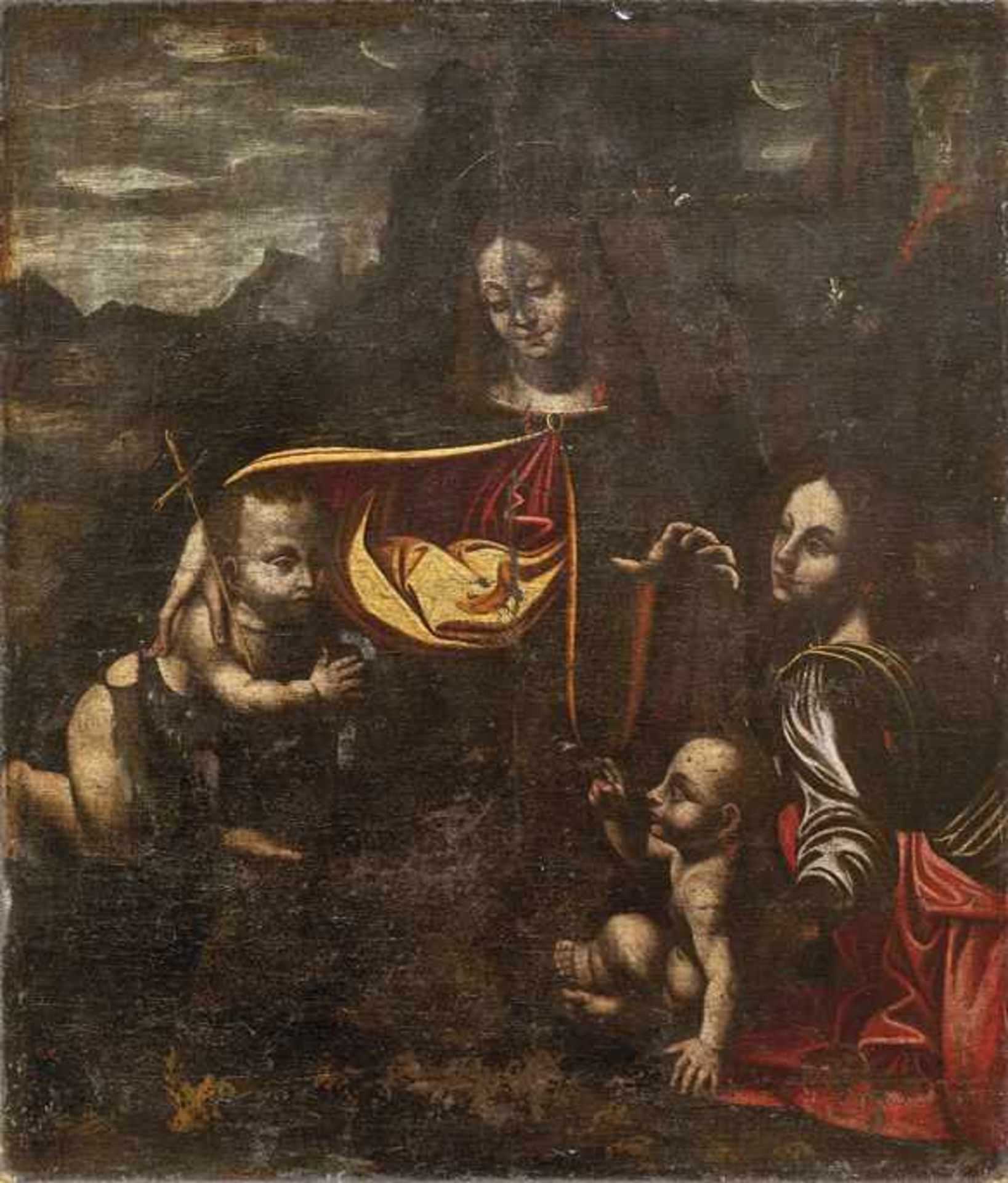 Lombardische Schule - Umkreis Leonardo da Vinci Felsgrottenmadonna Öl/Lwd., doubl. 109 x 91,5 cm;