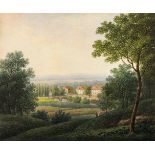 Carl Ehrenfried Held "Ansicht von einem Theil des Dorfes Plauen bei Dresden". 1830. Tempera auf "