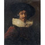 Hans Tiel, Portrait eines Edelmannes im Stil des Barock. Spätes 19. Jh. Öl auf kaschierter Malpappe.