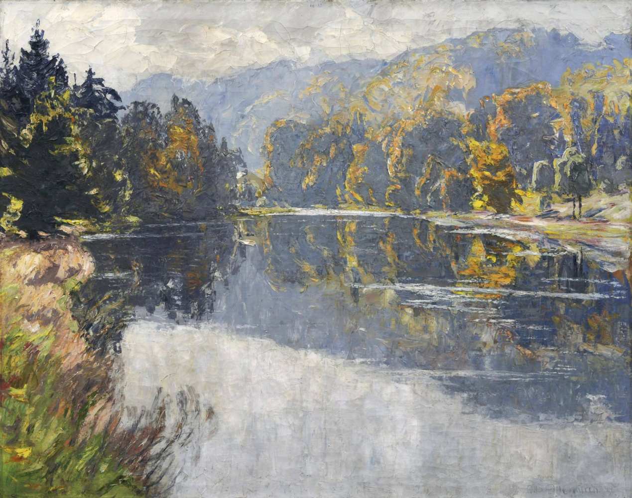 Otto Altenkirch "Waldweiher". 1929. Öl auf Leinwand. Geritzt signiert "Otto Altenkirch" und