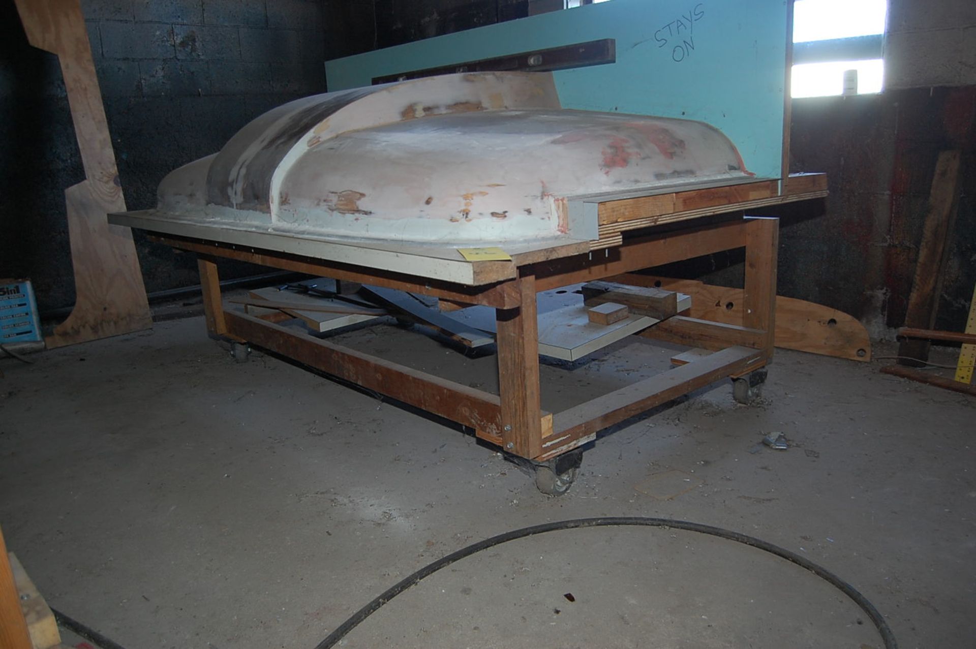 Wood Table, 56 in. x 80 in. Top, 4-Wheel Base