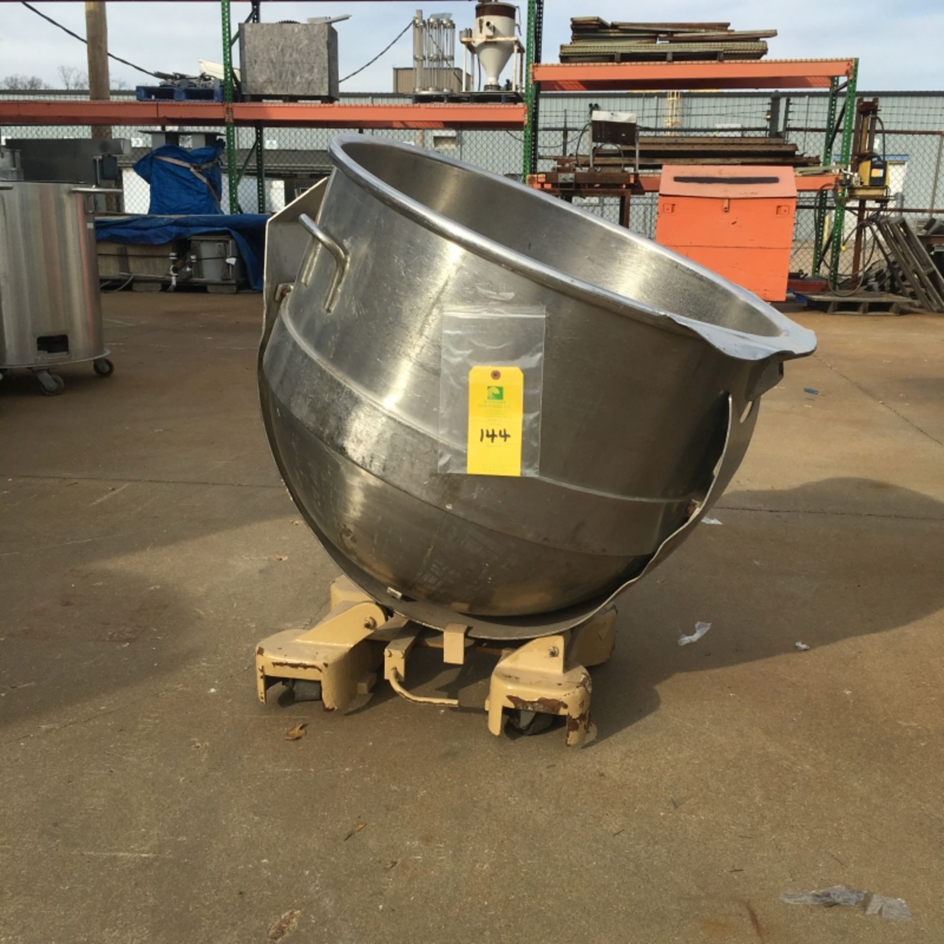 SS 1/2 Jacketed Tilt Pot, 32 in. Dia x 29 in. Deep, 100 Gal. Approx.