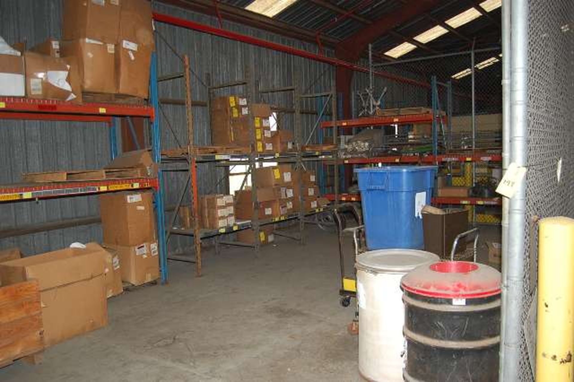 Complete Contents of Plant Support Storage Area - (12) Sections Pallet Rack, (2) 2-Door Cabinets,