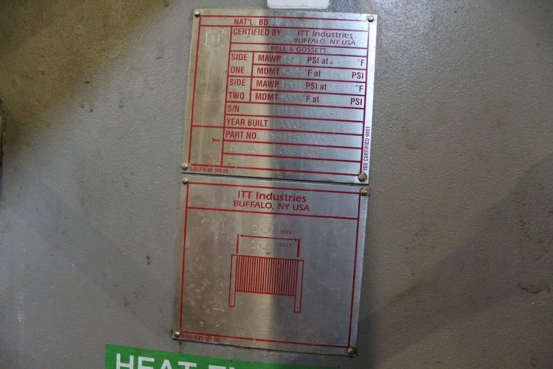 ITT Industries Plate Type Heat Exchanger, S/N 911760-01-02 | (Betty Crocker Warehouse) - Image 2 of 2