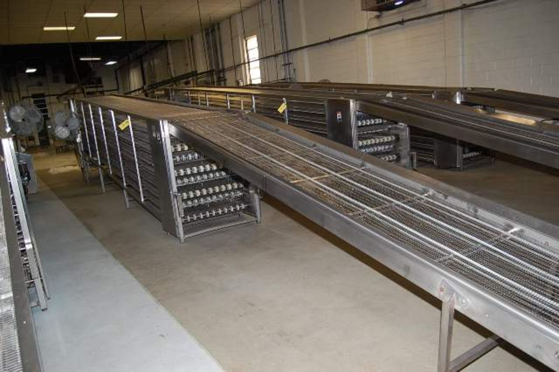 Lawrence 9-Tier Cooling Conveyor, SS Frame, Cooling Fans, 25 ft. Length, w/20 ft RIGGING FEE: $1500