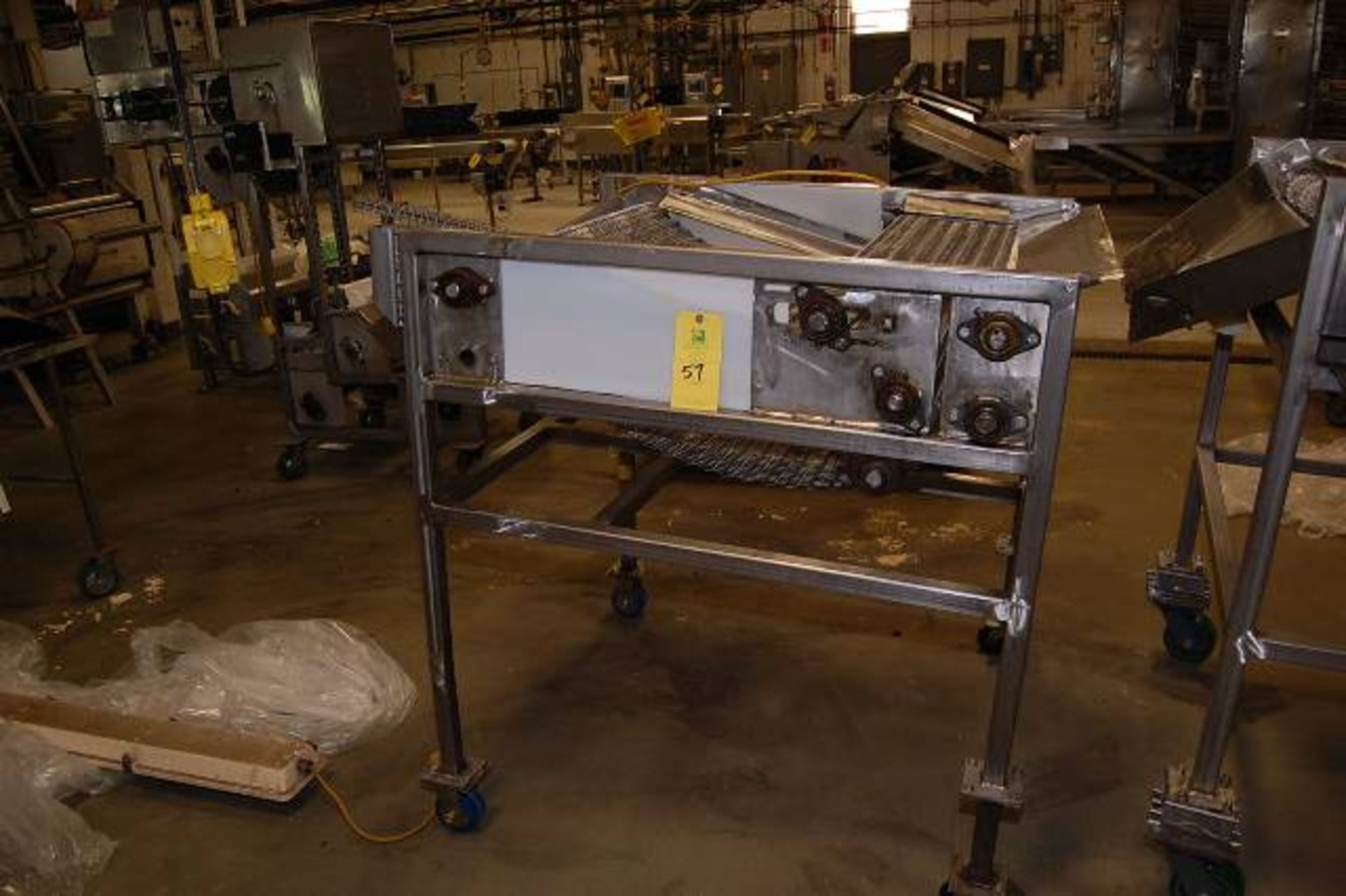 SS Water Fall Type Conveyor, 48 in. x 36 in. SS 4-Wheel Base RIGGING FEE: $50