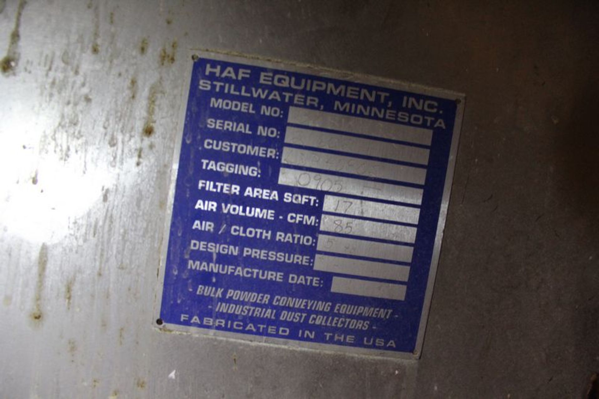 HAF Equipment Dust Collector, M# 36BV4 | (CP1 Fifth Floor) - Image 2 of 2