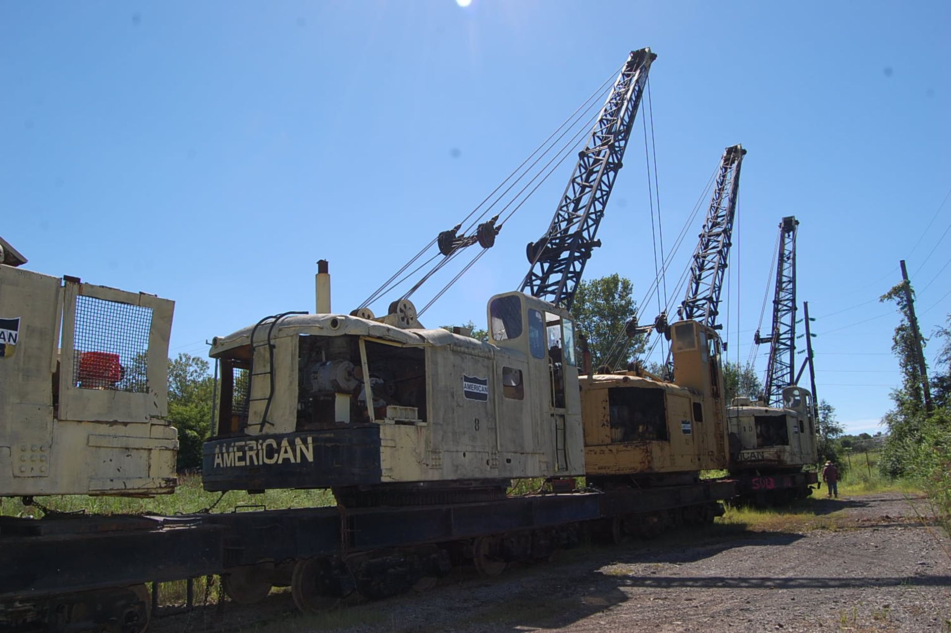 American Locomotive Utility Crane, Believed Model #840DE, Approx. 45 ft. Boom, Mounted on Rail Base,