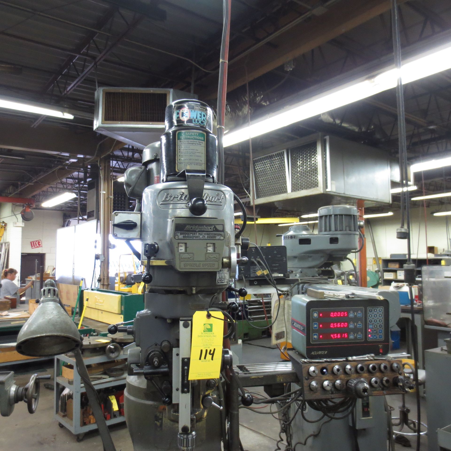 Bridgeport 2J Vertical Milling Machine, 42" X 9" Table, Table Feeds, Acu-Rite 3 XYZ Read out, S/N - Image 2 of 3