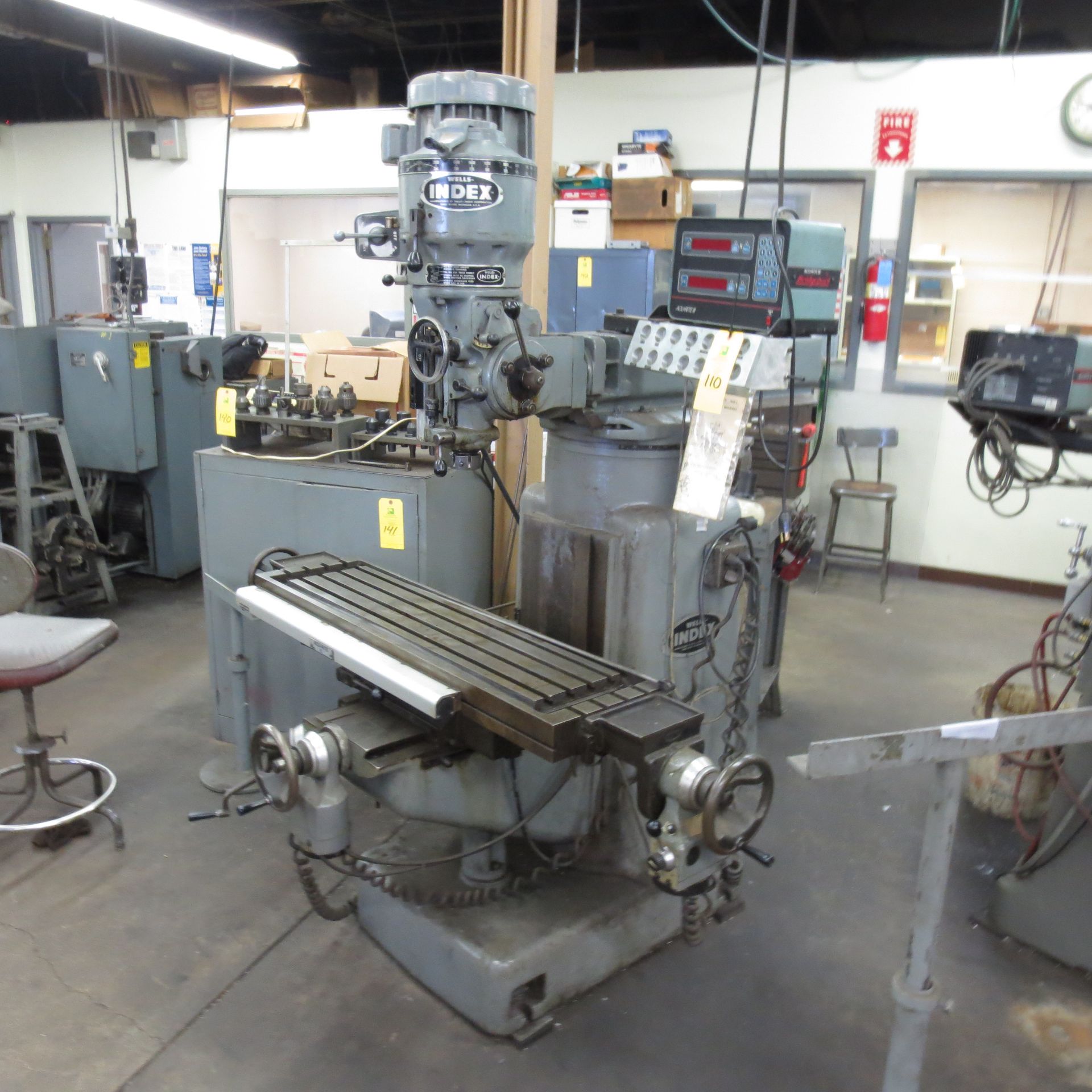 Wells Index Vertical Milling Machine, 50 to 4200 Spindle Speeds, 46" X 12" Table, Table Feed, Acu- - Image 2 of 4