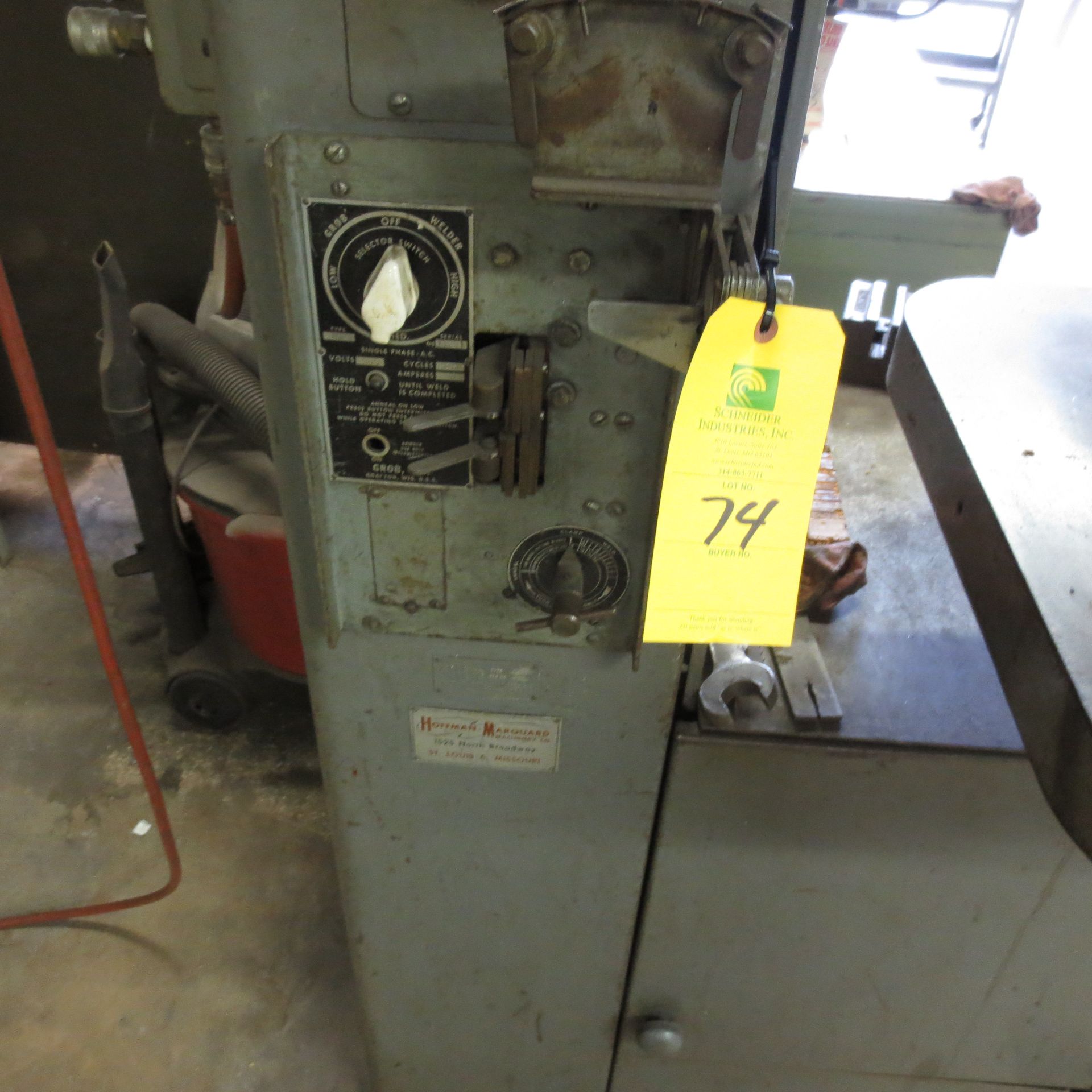 Grob NS 18 Vertical Band Saw, 18" Throat, S/N 8727, 24" X 24" Table with Blade Welder - Image 2 of 3