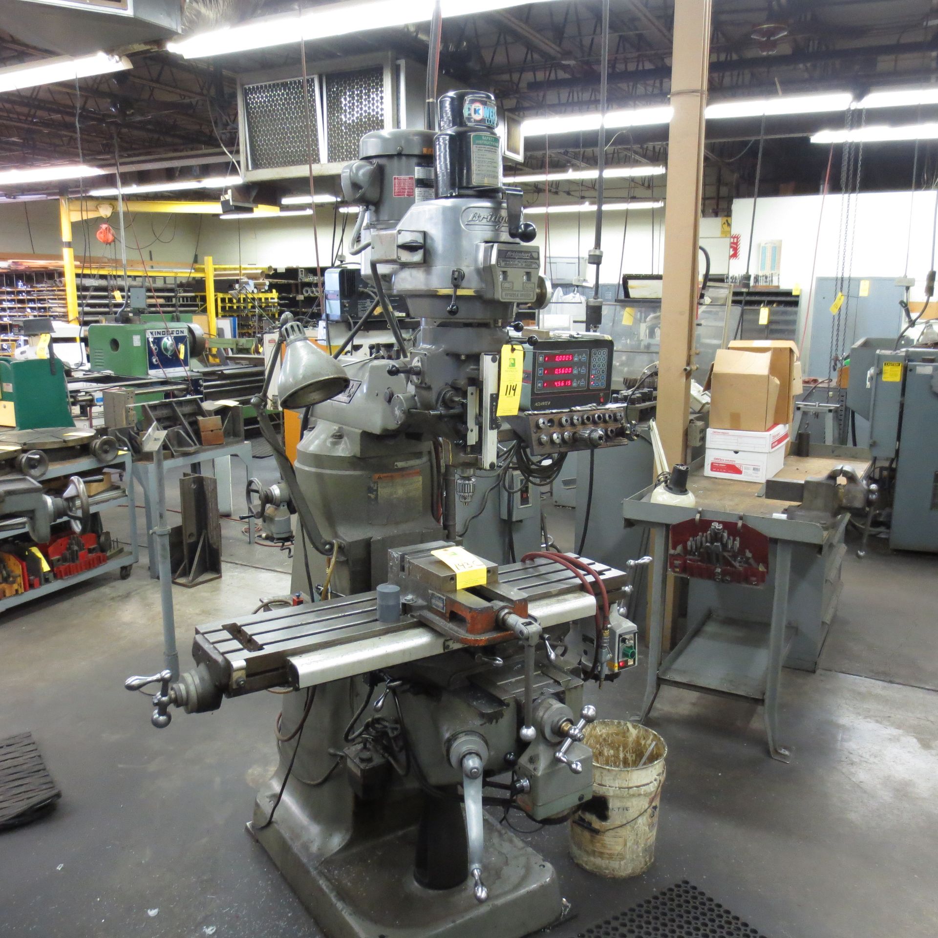 Bridgeport 2J Vertical Milling Machine, 42" X 9" Table, Table Feeds, Acu-Rite 3 XYZ Read out, S/N