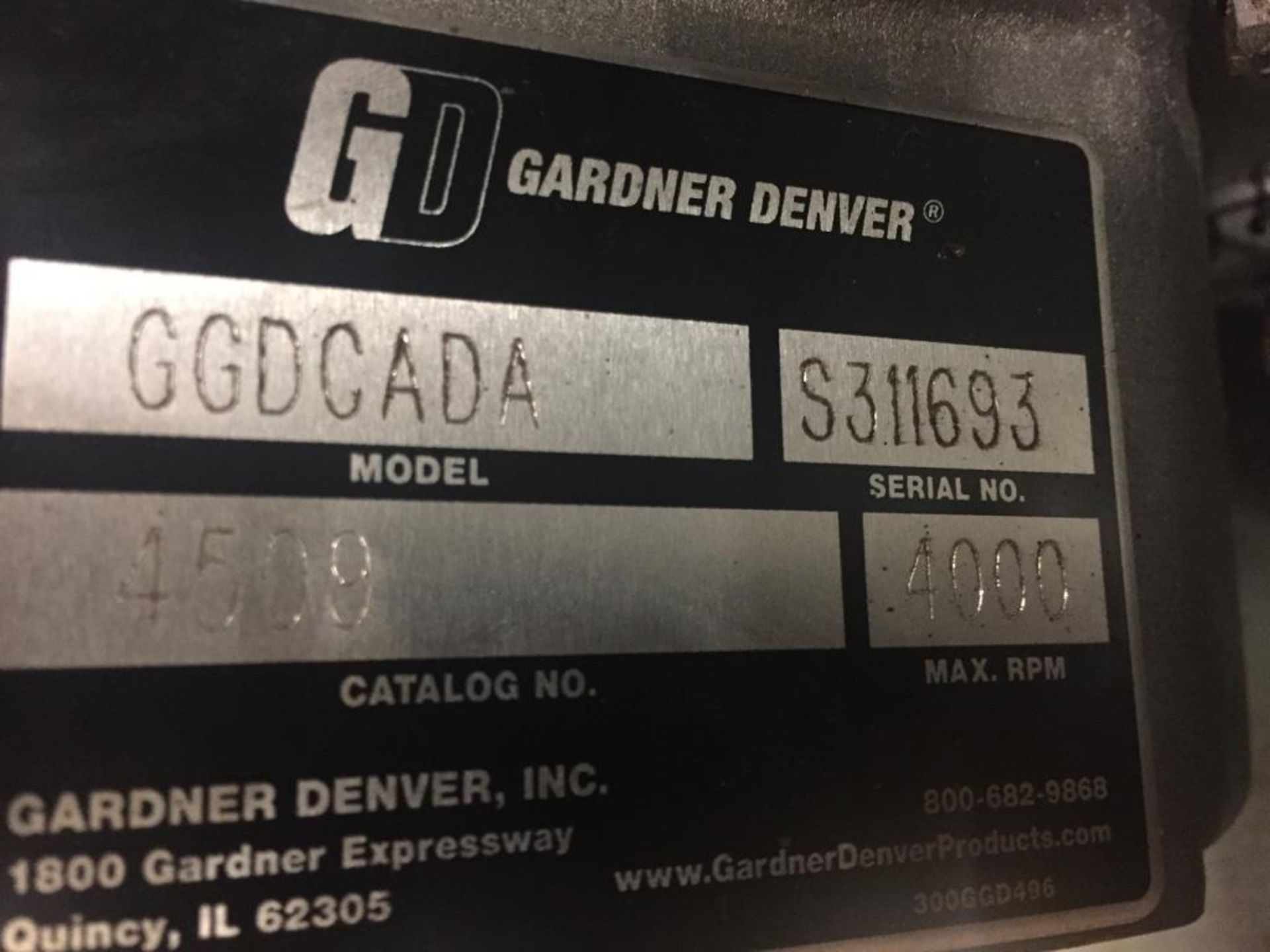 Blower Package With Gardner Denver Blower Model GGDCADA S/N S311693 Catalog 4509 Max RPM 4000 - Image 4 of 4